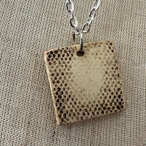 Rustic Ceramic Handprint Pendant Necklace - Picture 7 of 8